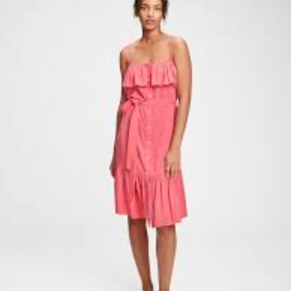 GAP Ruffle Cami Dress in Apple Blossom Pink M - Picture 1 of 5